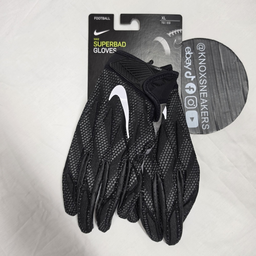 Nike Superbad NFL Football Gloves Black Gray PGF764 017 Men's Size XLarge